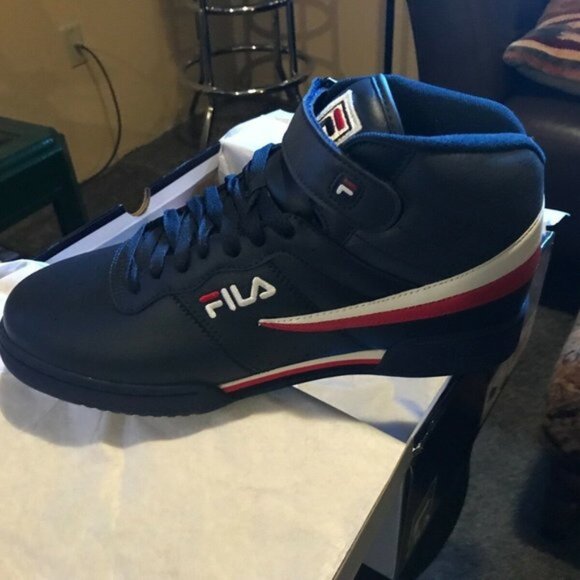 NEW Fila F13 Sneakers Navy White Red High Top 10.5 - Picture 4 of 6